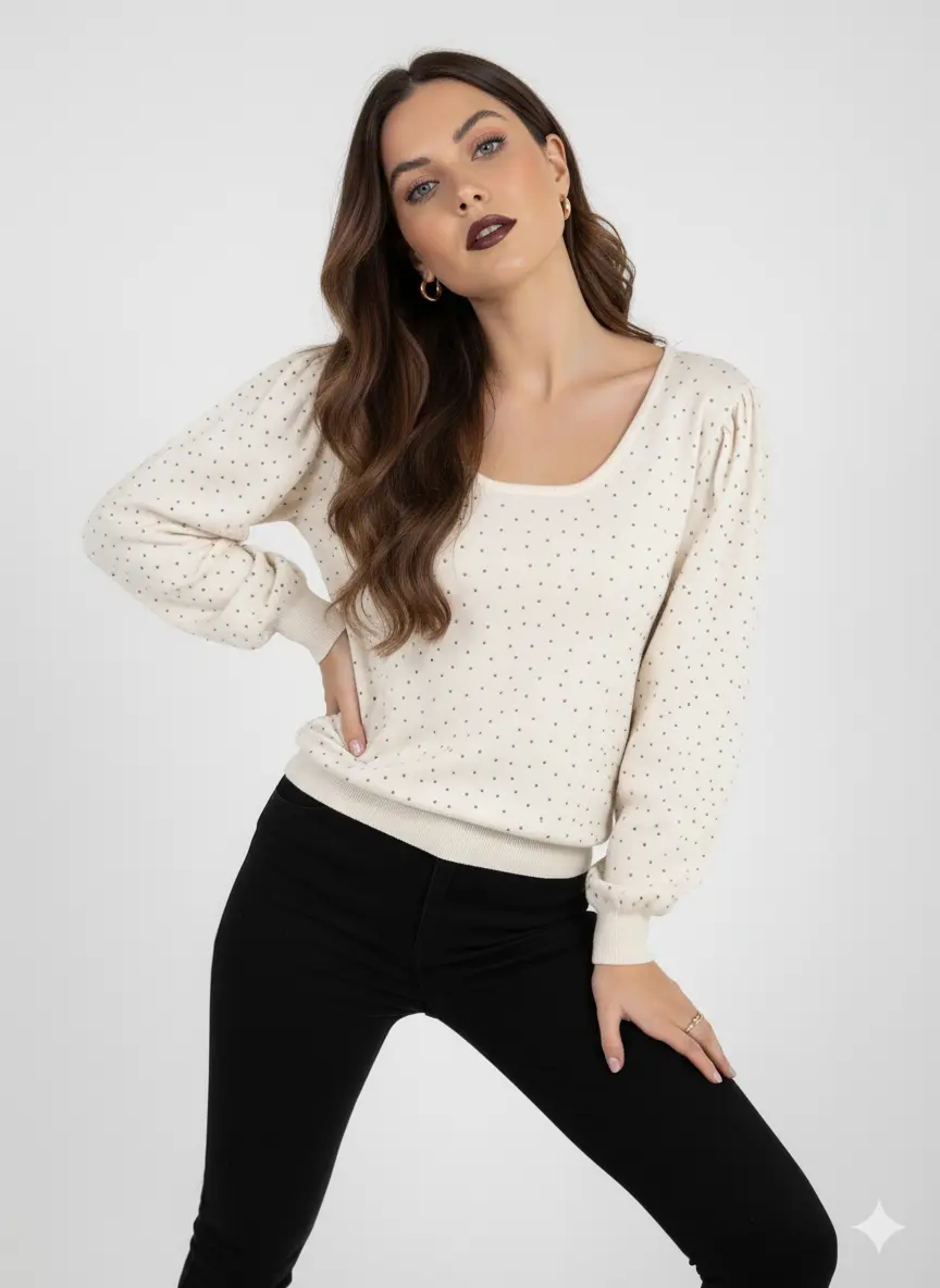 Maglia scollo madonna con applicazioni strass - Image 12