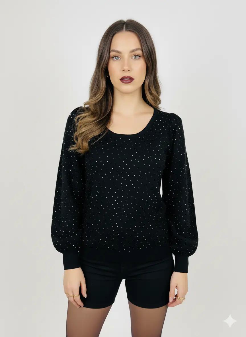 Maglia scollo madonna con applicazioni strass - Image 18