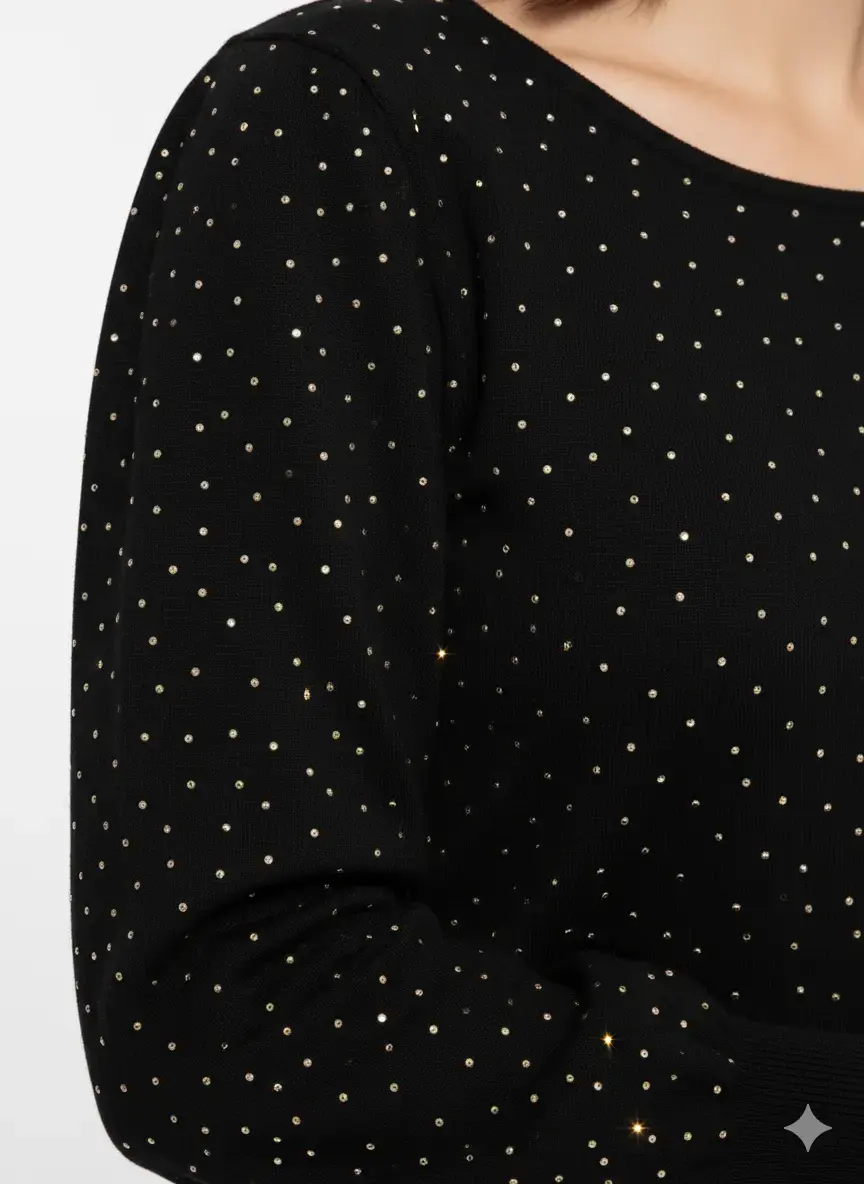 Maglia scollo madonna con applicazioni strass - Image 3