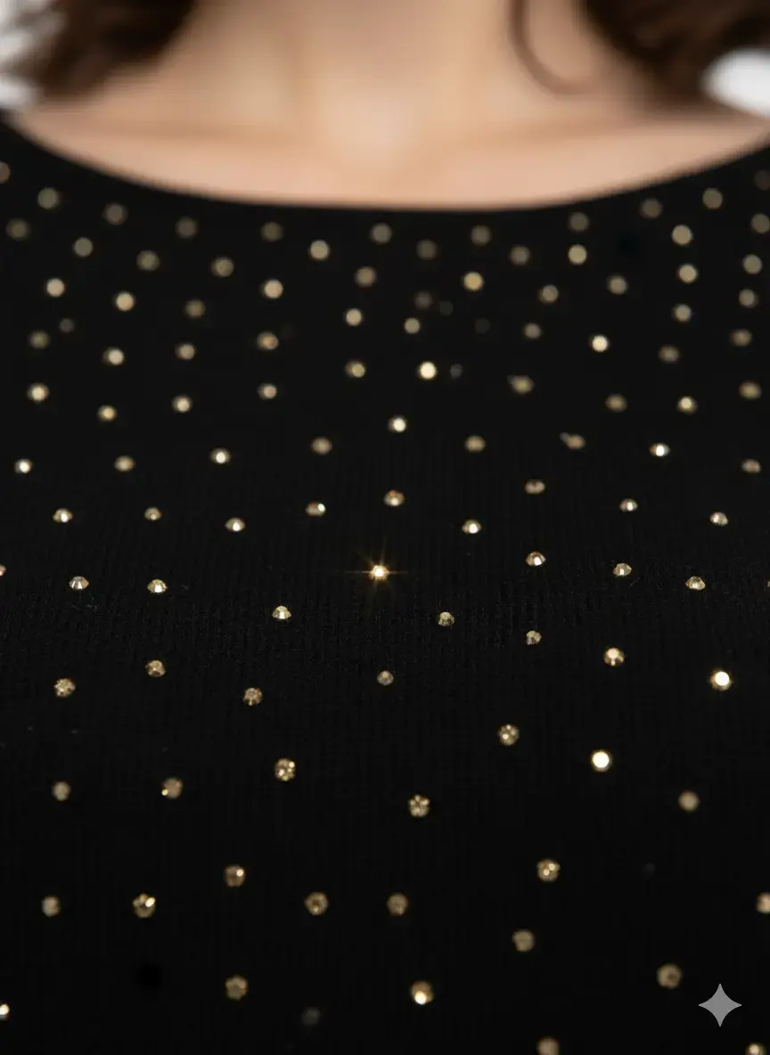 Maglia scollo madonna con applicazioni strass - Image 5
