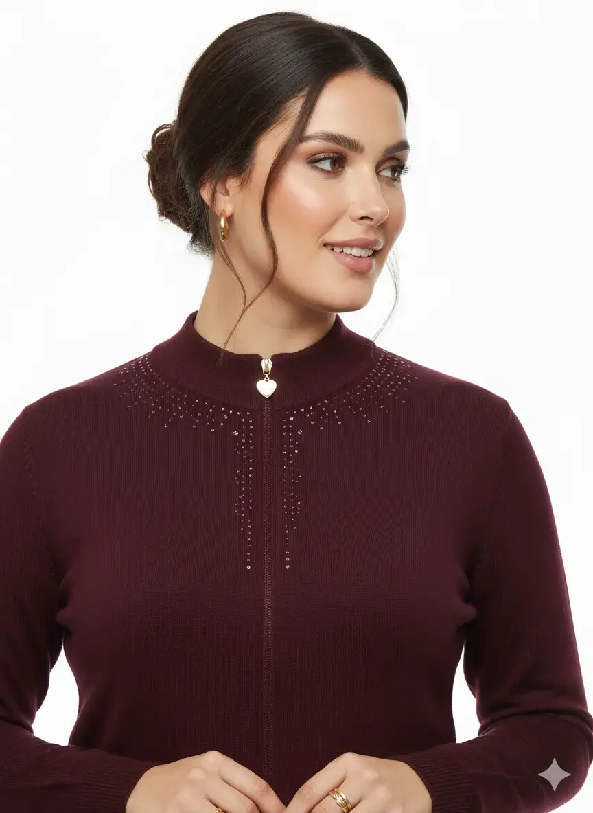 Mock neck zip con applicazione - Image 4