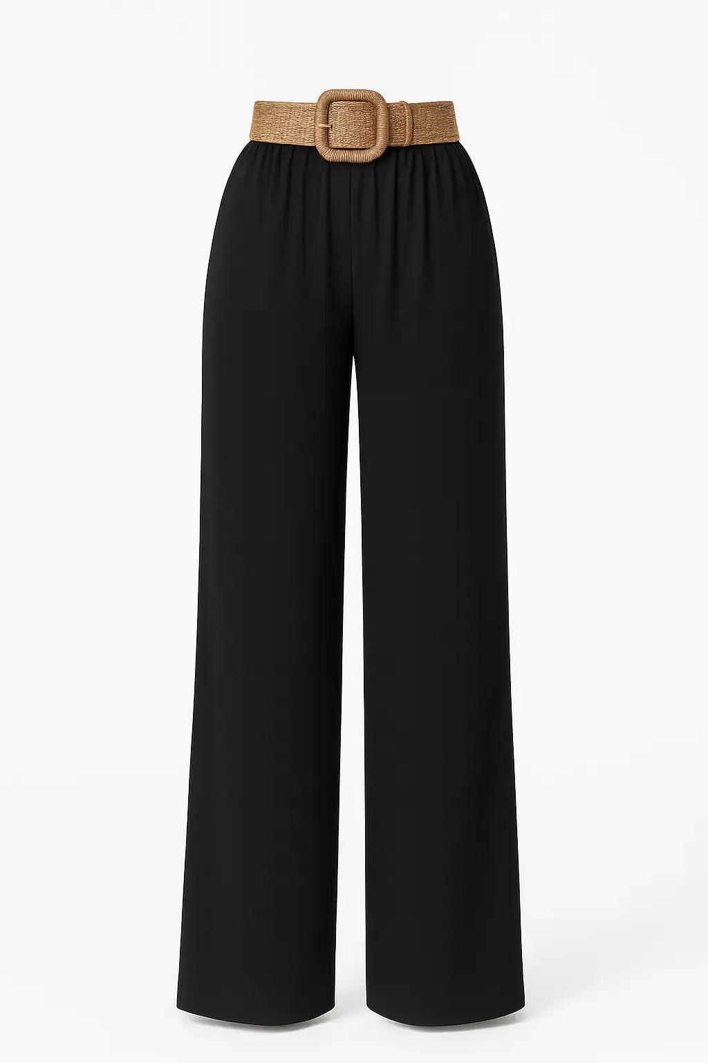 Pantalone ampio con cintura in rafia