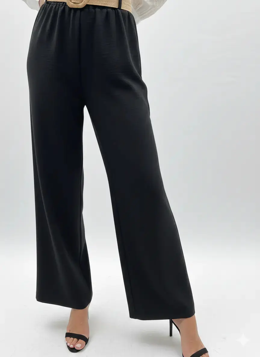 Pantalone ampio con cintura in rafia - Image 3
