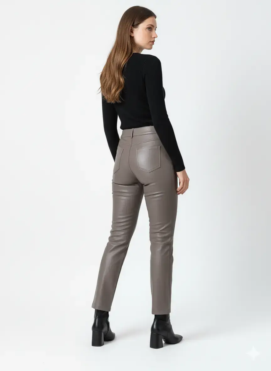 Pantalone eco pelle in tinta unita - Image 11