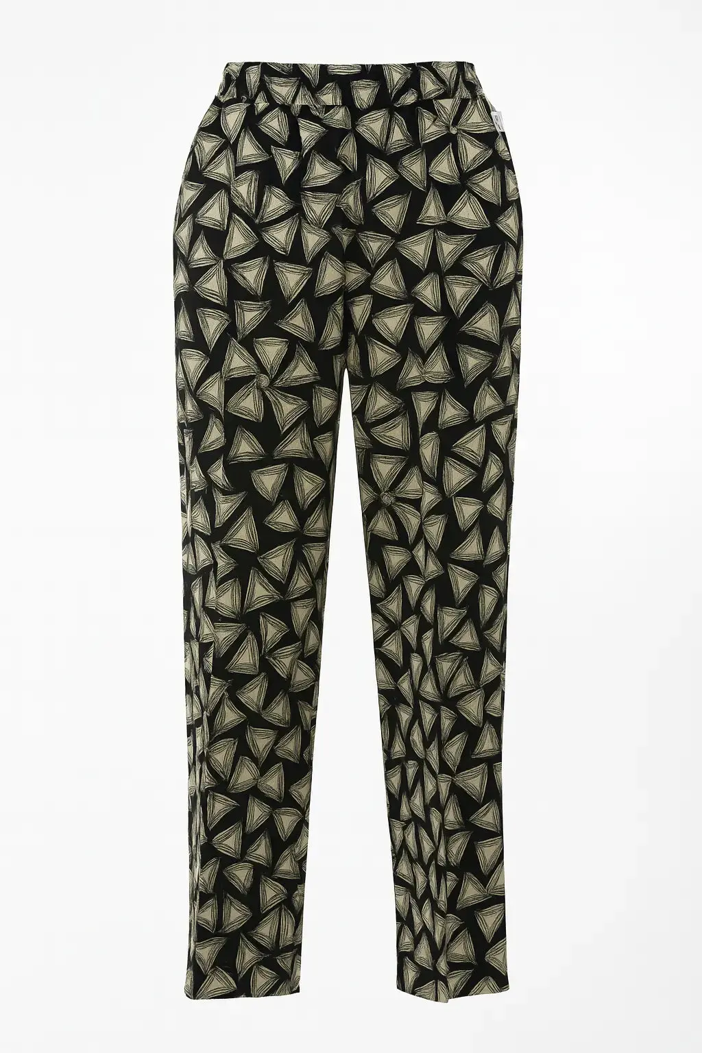 Pantalone a gamba dritta in misto viscosa a fantasia con coulisse in vita