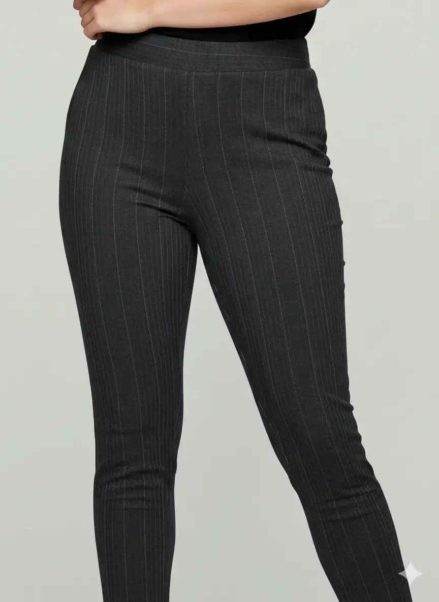 Pantalone gamba dritta effetto jeans spigato - Image 2