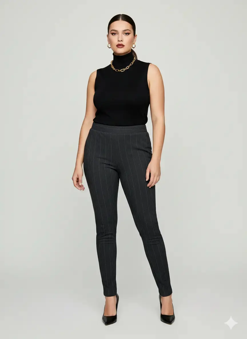 Pantalone gamba dritta effetto jeans spigato - Image 4