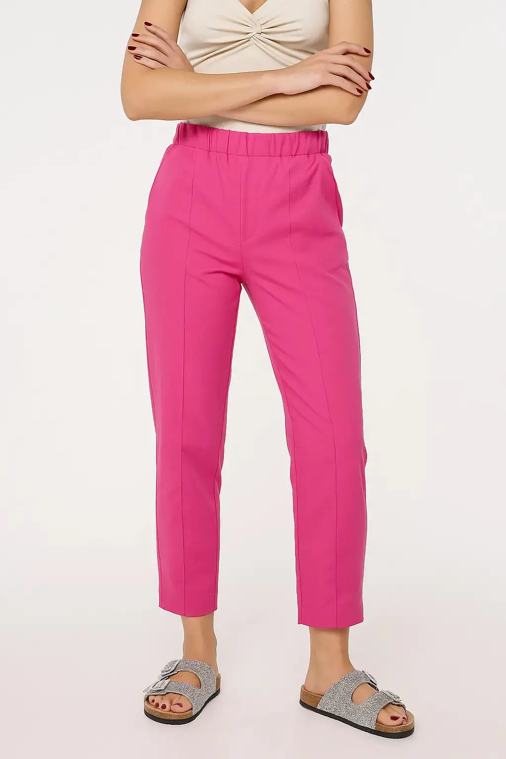 Pantalone in rasatello di cotone slim fit - Image 3