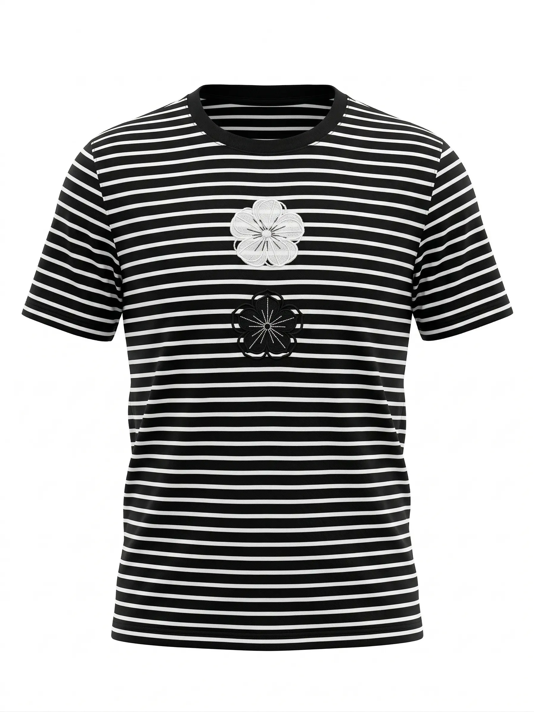T-Shirt a righe con fiori - Image 4