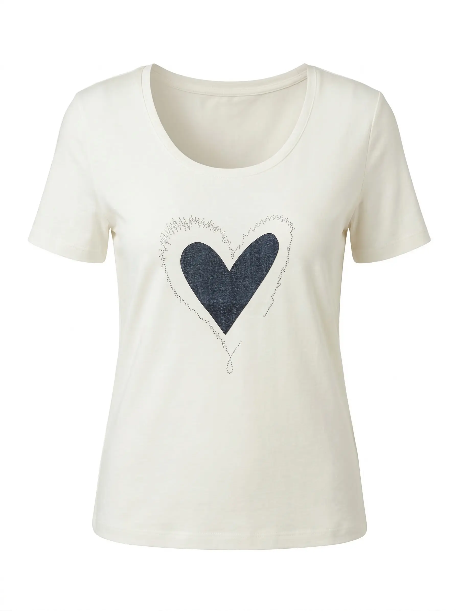 T-shirt con applicazione in denim