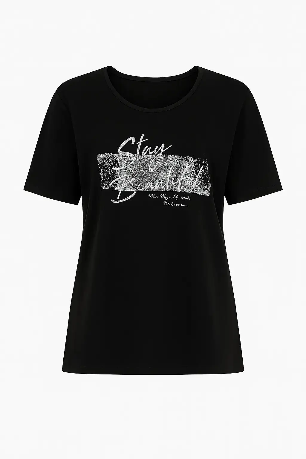 T-shirt con stampa e applicazione argento