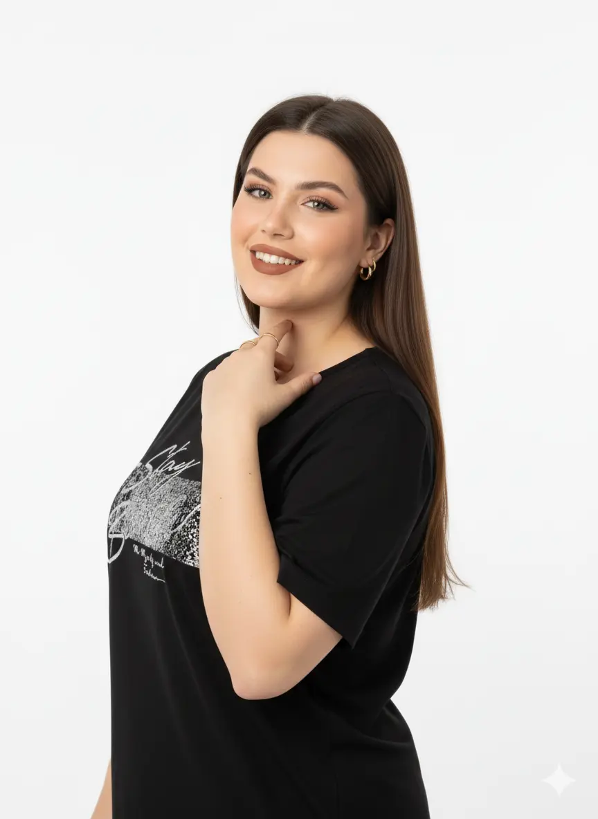 T-shirt con stampa e applicazione argento - Image 10