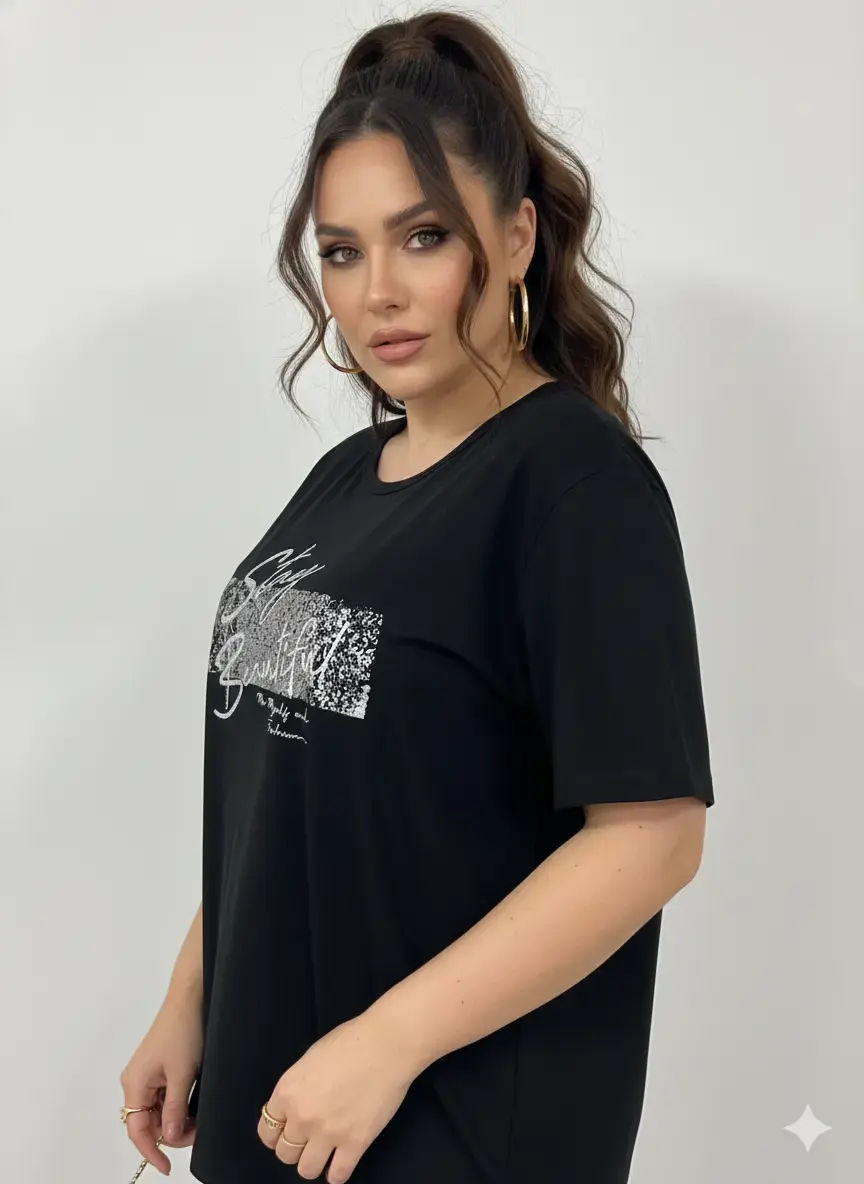T-shirt con stampa e applicazione argento - Image 6