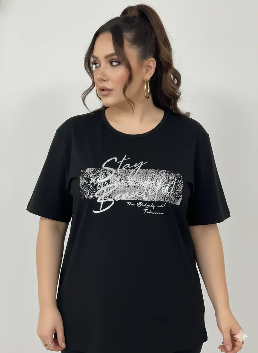 T-shirt con stampa e applicazione argento - Image 7