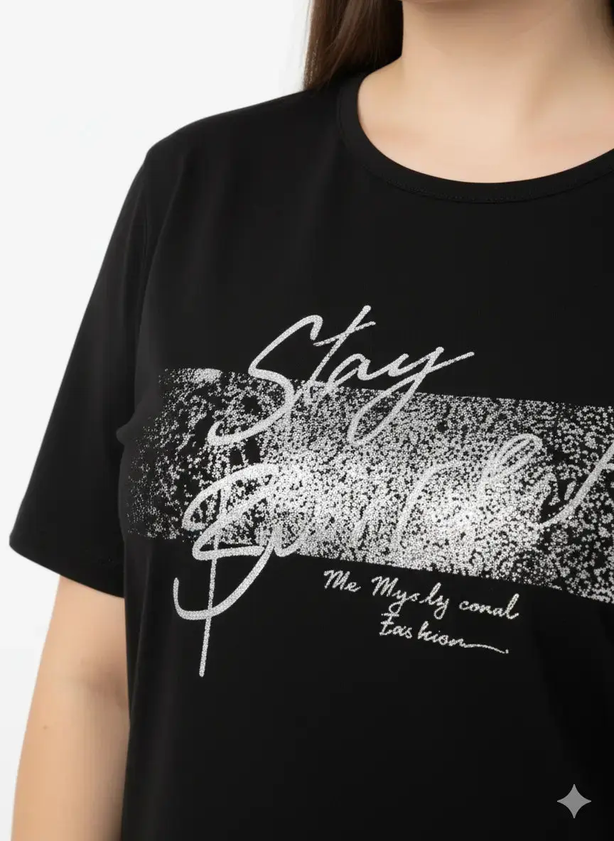 T-shirt con stampa e applicazione argento - Image 8