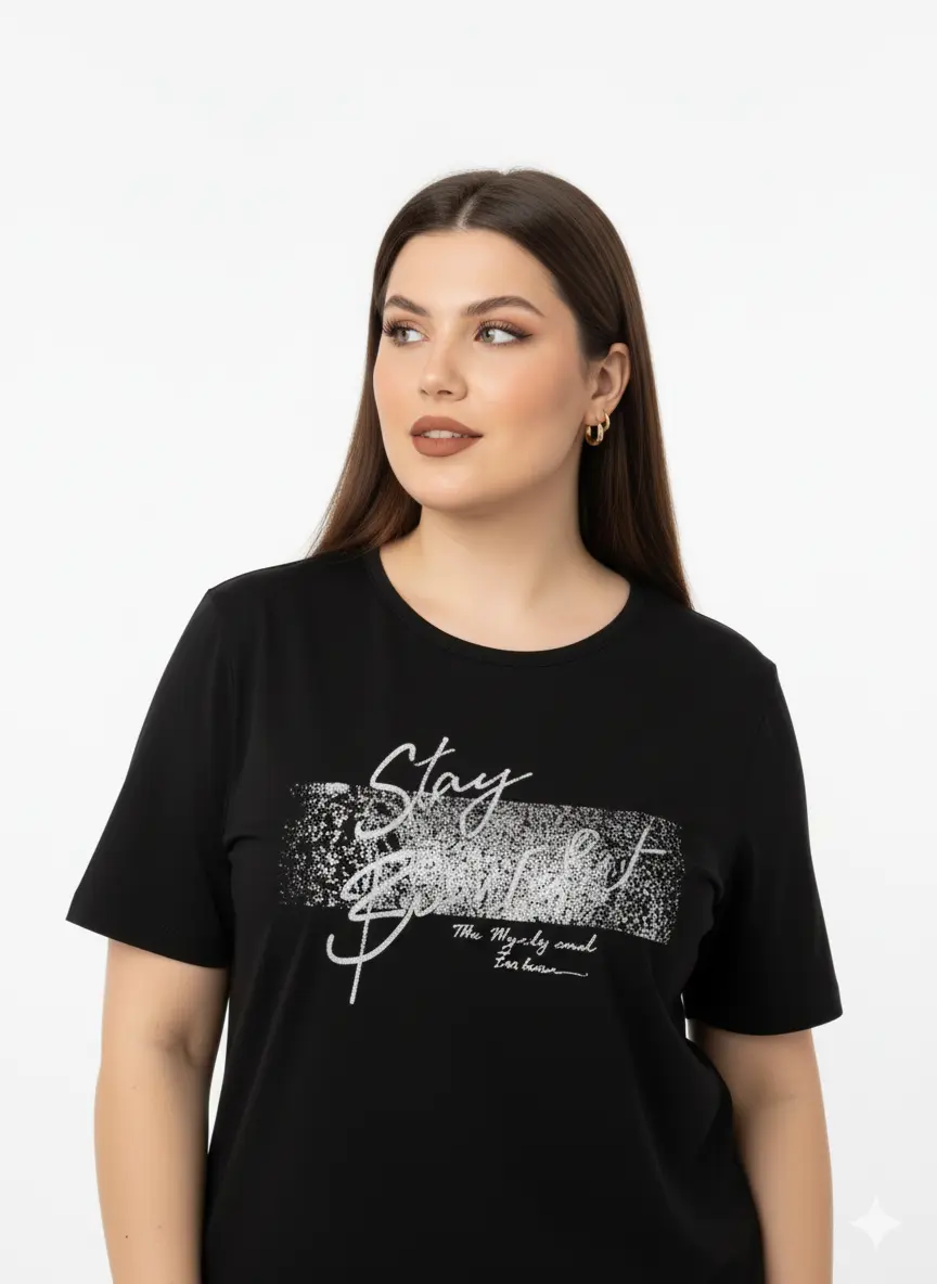 T-shirt con stampa e applicazione argento - Image 9