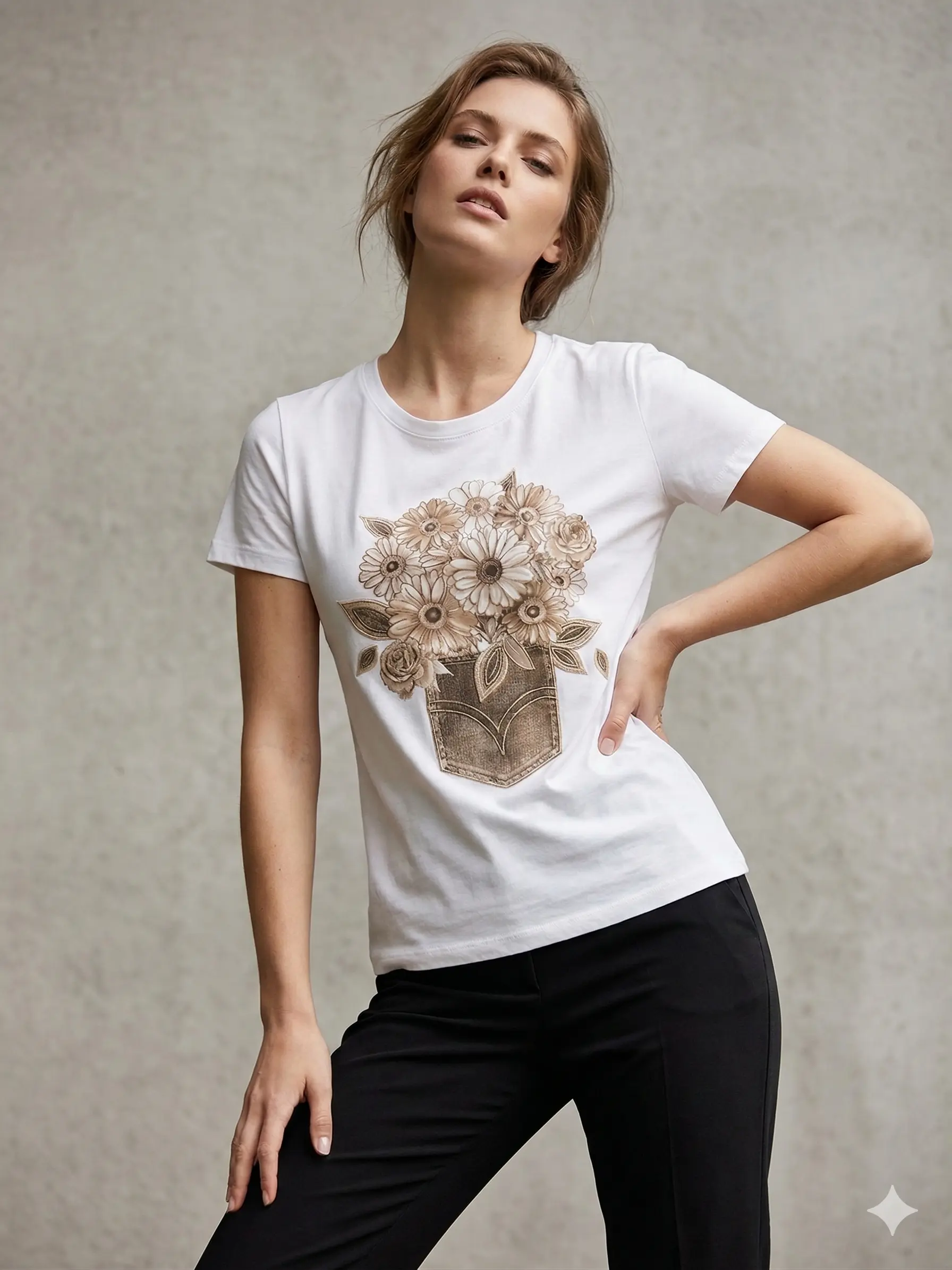 T-shirt Flower Pocket - Image 2