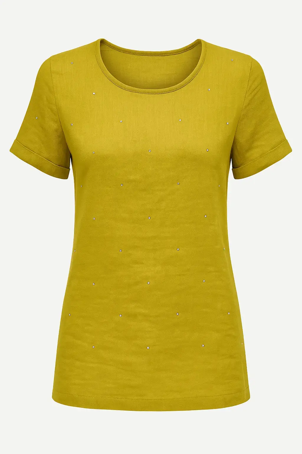 T-shirt in 100% lino con strass frontali