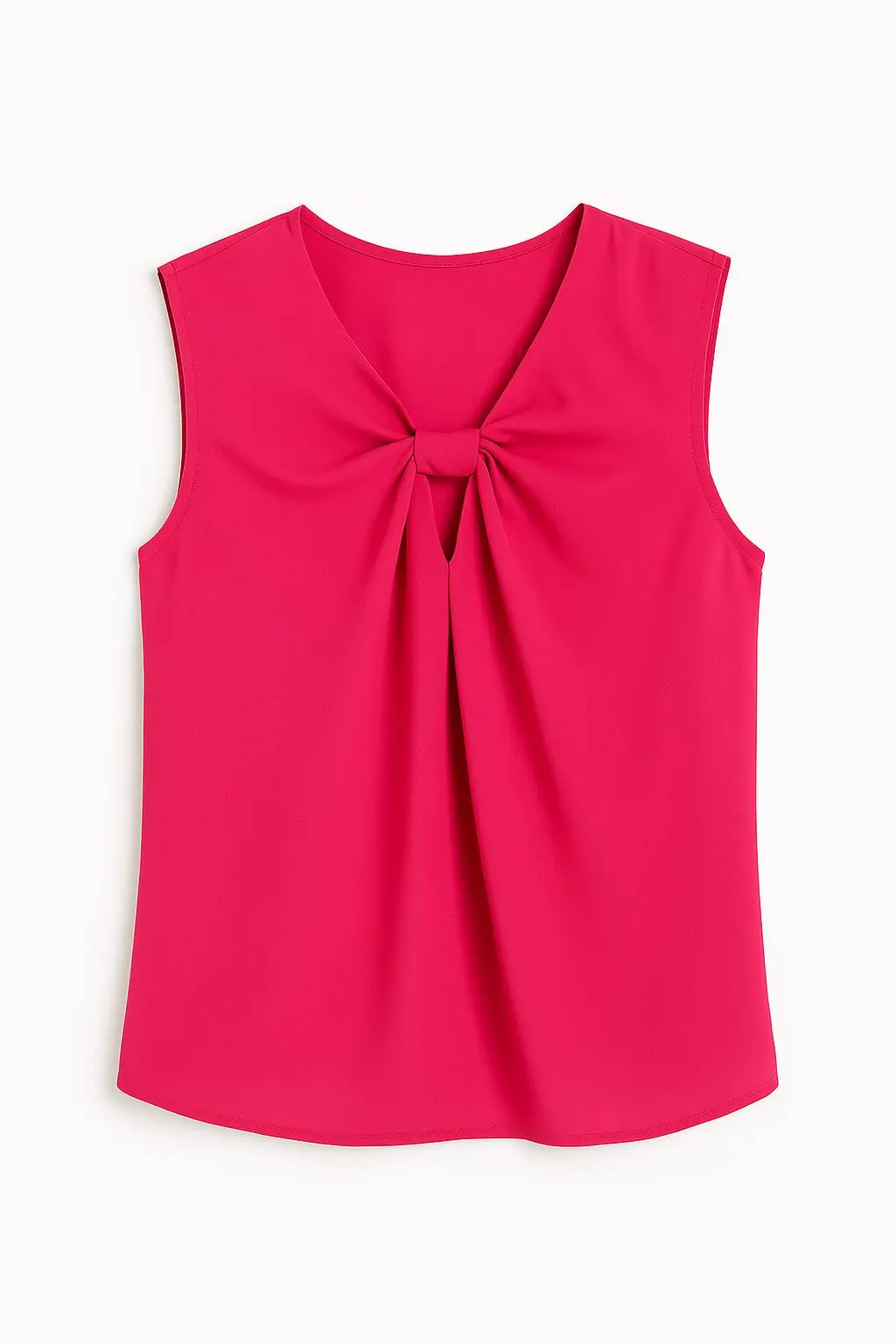 Top con scollo a V drappeggiato e cut out in tessuto fluido magenta - Image 2